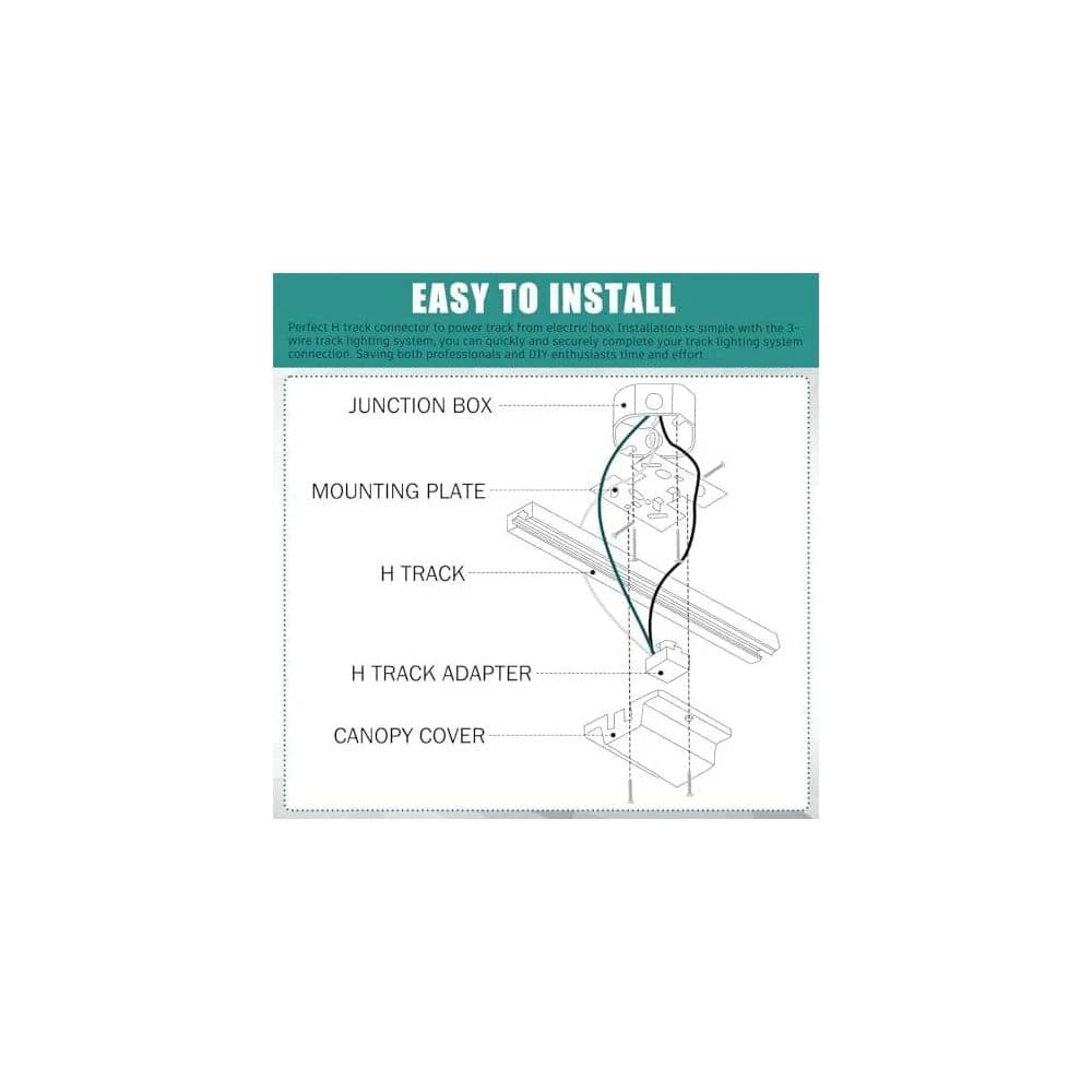 2 Ft. White Single Circuit Floating Canopy Connector Track Lighting Rail H Type 3-Wire 2 Pack Adjustable Accessories 7 2 Ft. White Single Circuit Floating Canopy Connector Track Lighting Rail H Type 3-Wire 2 Pack Adjustable Accessories - Image 5
