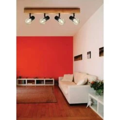 EGLO Kingswood 24.80 In. Wood/Black Incandescent Track Lighting Kit -Lamp Parts wood black eglo track lighting kits 98114a 1f 1000