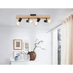 EGLO Kingswood 24.80 In. Wood/Black Incandescent Track Lighting Kit -Lamp Parts wood black eglo track lighting kits 98114a 44 1000