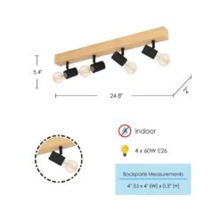 EGLO Kingswood 24.80 In. Wood/Black Incandescent Track Lighting Kit -Lamp Parts wood black eglo track lighting kits 98114a c3 1000