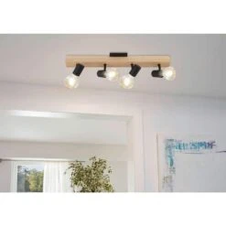 EGLO Kingswood 24.80 In. Wood/Black Incandescent Track Lighting Kit -Lamp Parts wood black eglo track lighting kits 98114a fa 1000