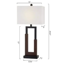 Montgomery 30 In. Wood Grain Color Mid-Century Dimmable Metal Bedroom Bedside Desk Tall Table Lamps USB Port Set Of 2 -Lamp Parts wood grain color solid wood maxax table lamps t106 wg c3 1000