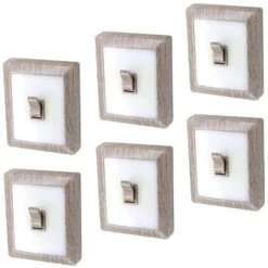 3-Watt 100 Lumens Battery Powered Integrated LED Switch Puck Light, Wood Grain 6 Pack