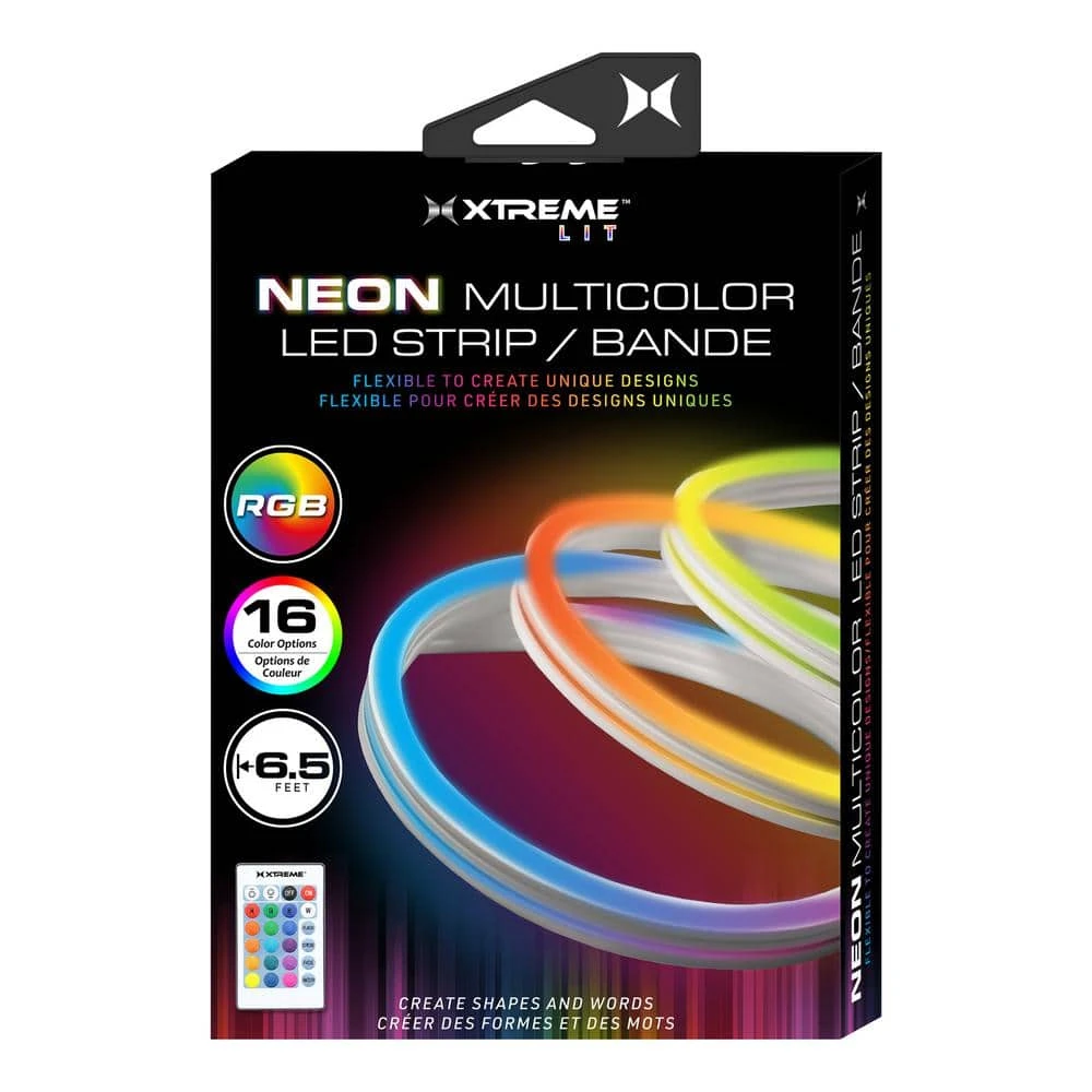 Xtreme Neon Multi-Color 6.5 Ft. LED Light Strip, Remote Control, 16 Colors/4 Flash Modes, Bendable For Creative Shapes 3 Xtreme Neon Multi-Color 6.5 Ft. LED Light Strip, Remote Control, 16 Colors/4 Flash Modes, Bendable For Creative Shapes