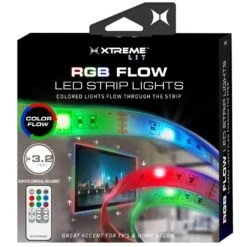 Xtreme 3.2 Ft. Color-Changing Flow LED Strip Lights, Flashing Modes, Device Backlighting, Kitchen, Bedroom, Remote Control, USB