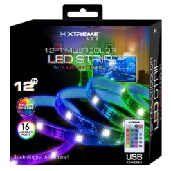 Xtreme 12 Ft. Multi-Color LED Strip, Customizable With Remote, 16 Color And 4 Modes, Ideal For Device Backlighting