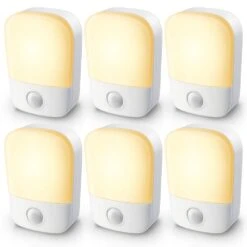 1-Watt Night Light With Dusk To Dawn Sensor, 30/60LM Adjustable Brightness, 3000K Soft Warm Nightlights (12-Pack)