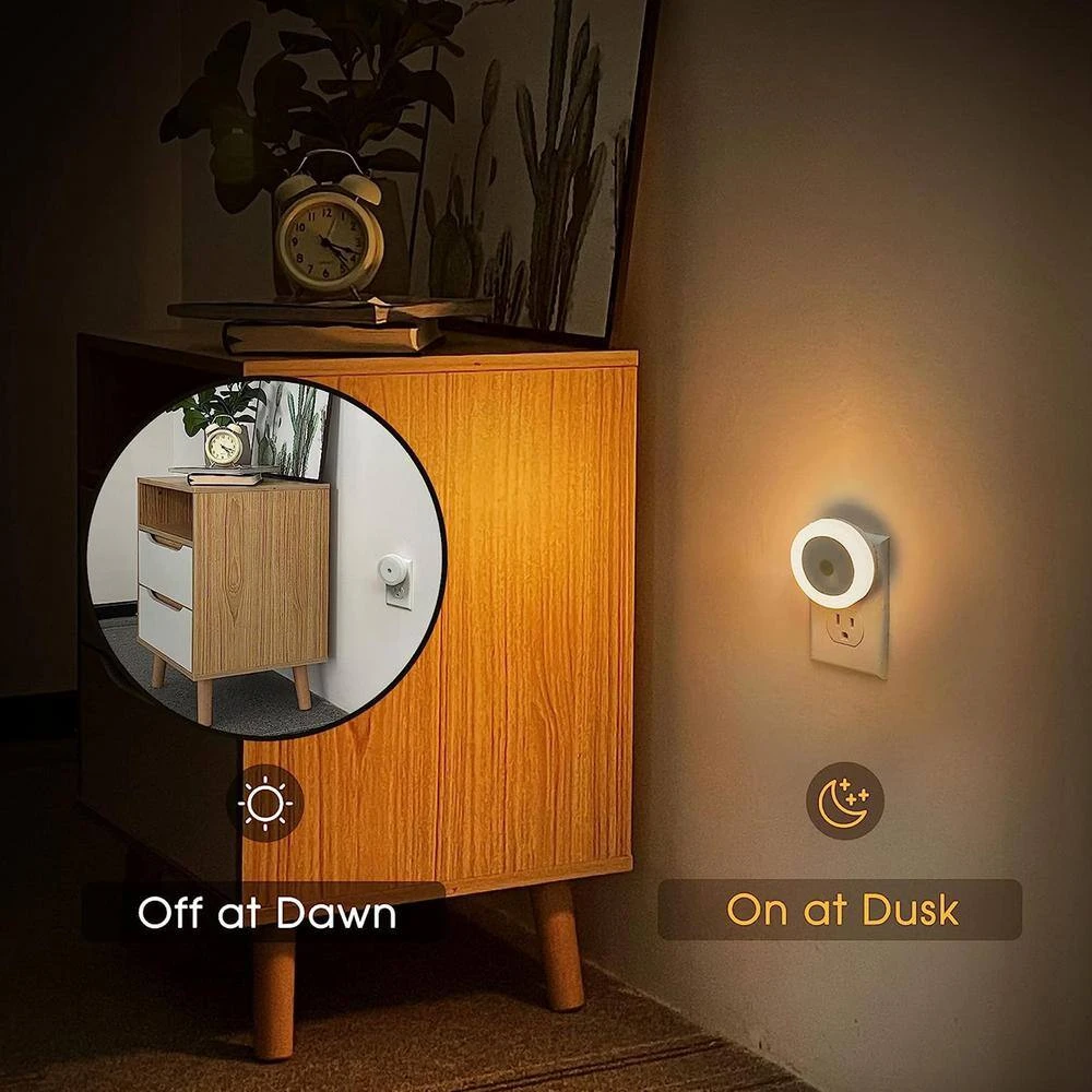 0.6-Watt Black 3000K Warm White Plug-In Light Sensing Integrated LED Night Light Bulb For Baby, Stair, Hallway (4-Pack) 7 0.6-Watt Black 3000K Warm White Plug-In Light Sensing Integrated LED Night Light Bulb For Baby, Stair, Hallway (4-Pack) - Image 5