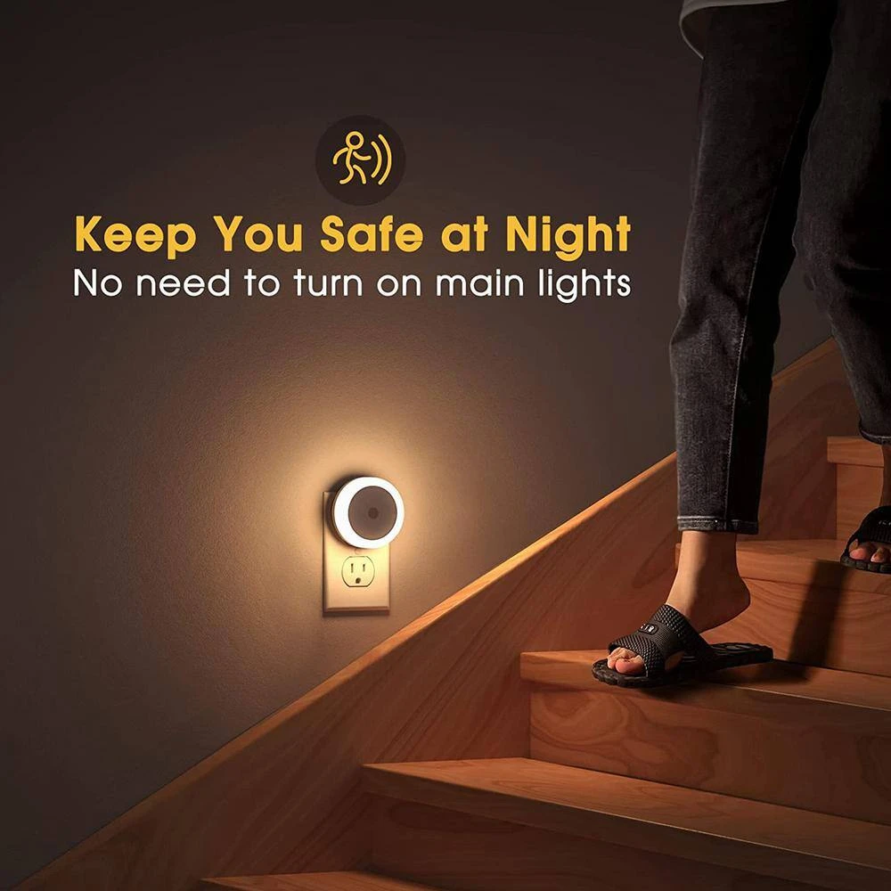 0.6-Watt Black 3000K Warm White Plug-In Light Sensing Integrated LED Night Light Bulb For Baby, Stair, Hallway (4-Pack) 6 0.6-Watt Black 3000K Warm White Plug-In Light Sensing Integrated LED Night Light Bulb For Baby, Stair, Hallway (4-Pack) - Image 4