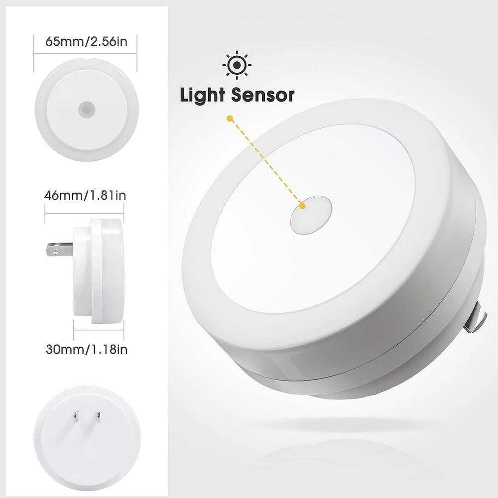 0.6-Watt Black 3000K Warm White Plug-In Light Sensing Integrated LED Night Light Bulb For Baby, Stair, Hallway (4-Pack) 5 0.6-Watt Black 3000K Warm White Plug-In Light Sensing Integrated LED Night Light Bulb For Baby, Stair, Hallway (4-Pack) - Image 3