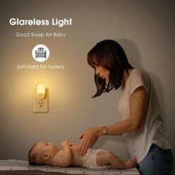0.6-Watt Dusk To Dawn Dimmable 30/60Lumens Adjustable Brightness Integrated LED Night Light For Kid Room 3000K (2-Pack) -Lamp Parts yansun night lights h gy03202us 2n1 4f 1000