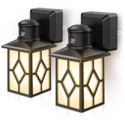 1-Watt Brushed Nickel Plug-In Dusk To Dawn Sensor Integrated LED Night Light, 3000K Warm White (2-Pack)