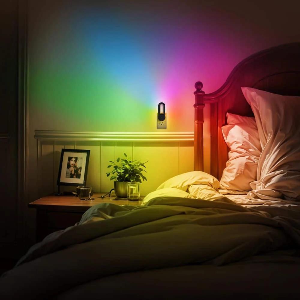 1-Light Rainbow RGB Oval Plug-In Integrated LED Night Light With Dusk To Dawn Sensor Night Lights For Kids Room (1-Pack) 4 1-Light Rainbow RGB Oval Plug-In Integrated LED Night Light With Dusk To Dawn Sensor Night Lights For Kids Room (1-Pack) - Image 2