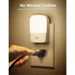 1-Watt Night Light With Dusk To Dawn Sensor, 30/60 LM Adjustable Brightness, 3000K Soft Warm Nightlights (8-Pack) -Lamp Parts yansun night lights h gy06302us 2 44 1000