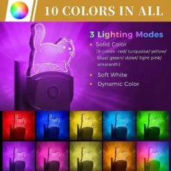 0.5-Watt Plug In Color-Changing Kids Night Light With Dusk-To-Dawn Sensor For Bathroom, Kid Room (2-Pack) 13 0.5-Watt Plug In Color-Changing Kids Night Light With Dusk-To-Dawn Sensor For Bathroom, Kid Room (2-Pack) -Lamp Parts yansun night lights h gy07009us 2 1f 1000