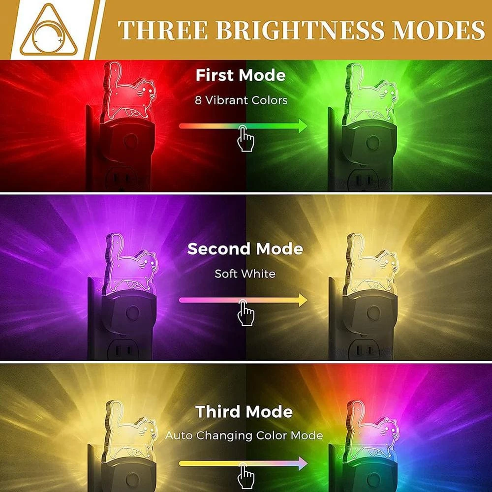 0.5-Watt Plug In Color-Changing Kids Night Light With Dusk-To-Dawn Sensor For Bathroom, Kid Room (2-Pack) 8 0.5-Watt Plug In Color-Changing Kids Night Light With Dusk-To-Dawn Sensor For Bathroom, Kid Room (2-Pack) - Image 6