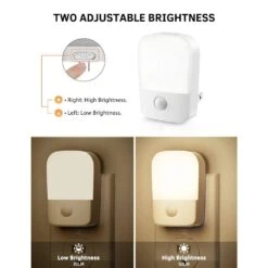 Night Light With Dusk To Dawn Sensor, 30/60 LM Adjustable Brightness, 3000K Soft Warm Nightlights (2-Pack) -Lamp Parts yansun night lights h gy08609us 4f 1000