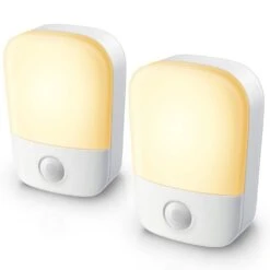 Night Light With Dusk To Dawn Sensor, 30/60 LM Adjustable Brightness, 3000K Soft Warm Nightlights (2-Pack)