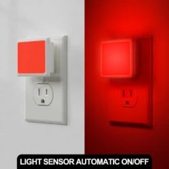 Plug-In Kids Night Light With Sensor, Red Night Light For Nursery, Bedroom, Hallway, Auto On/Off (2-Pack) -Lamp Parts yansun night lights ha 110vgy0050r 2ap3 1f 1000