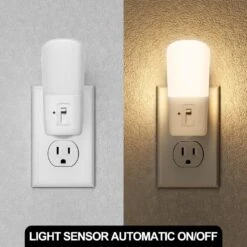 LED Dimmable Night Light Plug-In, 3000K Soft White, Dusk To Dawn Sensor, 4-Pack For Kids Room, Nursery, Hallway -Lamp Parts yansun night lights ha gy00802us 4ap3 1f 1000