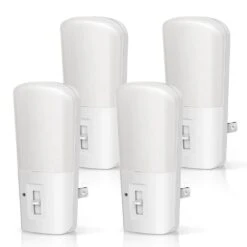 LED Dimmable Night Light Plug-In, 3000K Soft White, Dusk To Dawn Sensor, 4-Pack For Kids Room, Nursery, Hallway