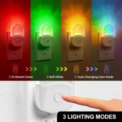 1-Light Acrylic 8-Color RGB Plug-In Night Light With Dusk To Dawn Sensor For Bathroom, Kids Room Decor (4-Pack) -Lamp Parts yansun night lights ha gy01909us 4ap3 4f 1000