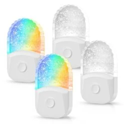 1-Light Acrylic 8-Color RGB Plug-In Night Light With Dusk To Dawn Sensor For Bathroom, Kids Room Decor (4-Pack)