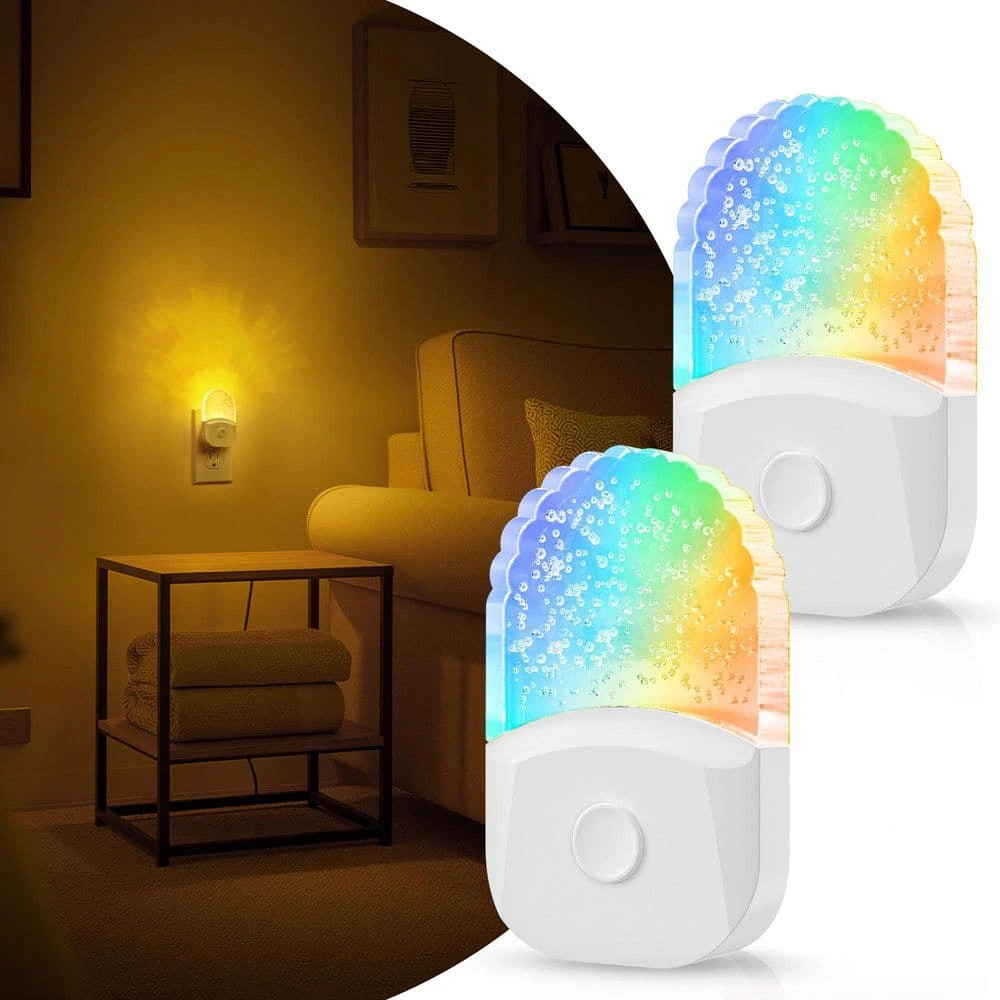 1-Light Acrylic 8-Color RGB Plug-In Night Light With Dusk To Dawn Sensor For Bathroom, Kids Room Decor (6-Pack) 3 1-Light Acrylic 8-Color RGB Plug-In Night Light With Dusk To Dawn Sensor For Bathroom, Kids Room Decor (6-Pack)