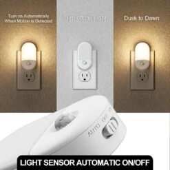 Motion Sensor Night Light Plug-In, 2-Pack, 3000K Warm White, Adjustable Brightness For Bathroom, Bedroom, Hallway -Lamp Parts yansun night lights ha gy03102us 2ap3 1f 1000