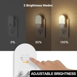 Motion Sensor Night Light Plug-In, 2-Pack, 3000K Warm White, Adjustable Brightness For Bathroom, Bedroom, Hallway -Lamp Parts yansun night lights ha gy03102us 2ap3 4f 1000