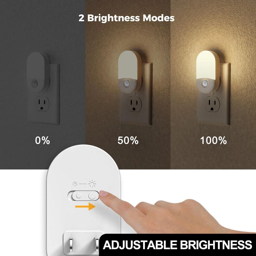 Motion Sensor Night Light Plug-In, 4-Pack, 3000K Warm White, Adjustable Brightness For Bathroom, Bedroom, Hallway 6 Motion Sensor Night Light Plug-In, 4-Pack, 3000K Warm White, Adjustable Brightness For Bathroom, Bedroom, Hallway - Image 4