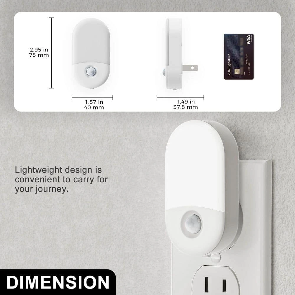 Motion Sensor Night Light Plug-In, 4-Pack, 3000K Warm White, Adjustable Brightness For Bathroom, Bedroom, Hallway 5 Motion Sensor Night Light Plug-In, 4-Pack, 3000K Warm White, Adjustable Brightness For Bathroom, Bedroom, Hallway - Image 3