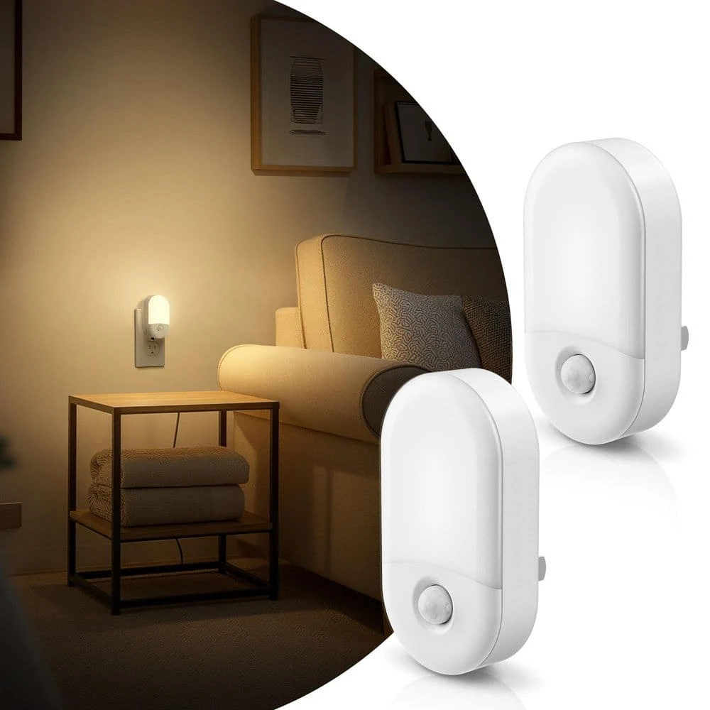 Motion Sensor Night Light Plug-In, 4-Pack, 3000K Warm White, Adjustable Brightness For Bathroom, Bedroom, Hallway 4 Motion Sensor Night Light Plug-In, 4-Pack, 3000K Warm White, Adjustable Brightness For Bathroom, Bedroom, Hallway - Image 2