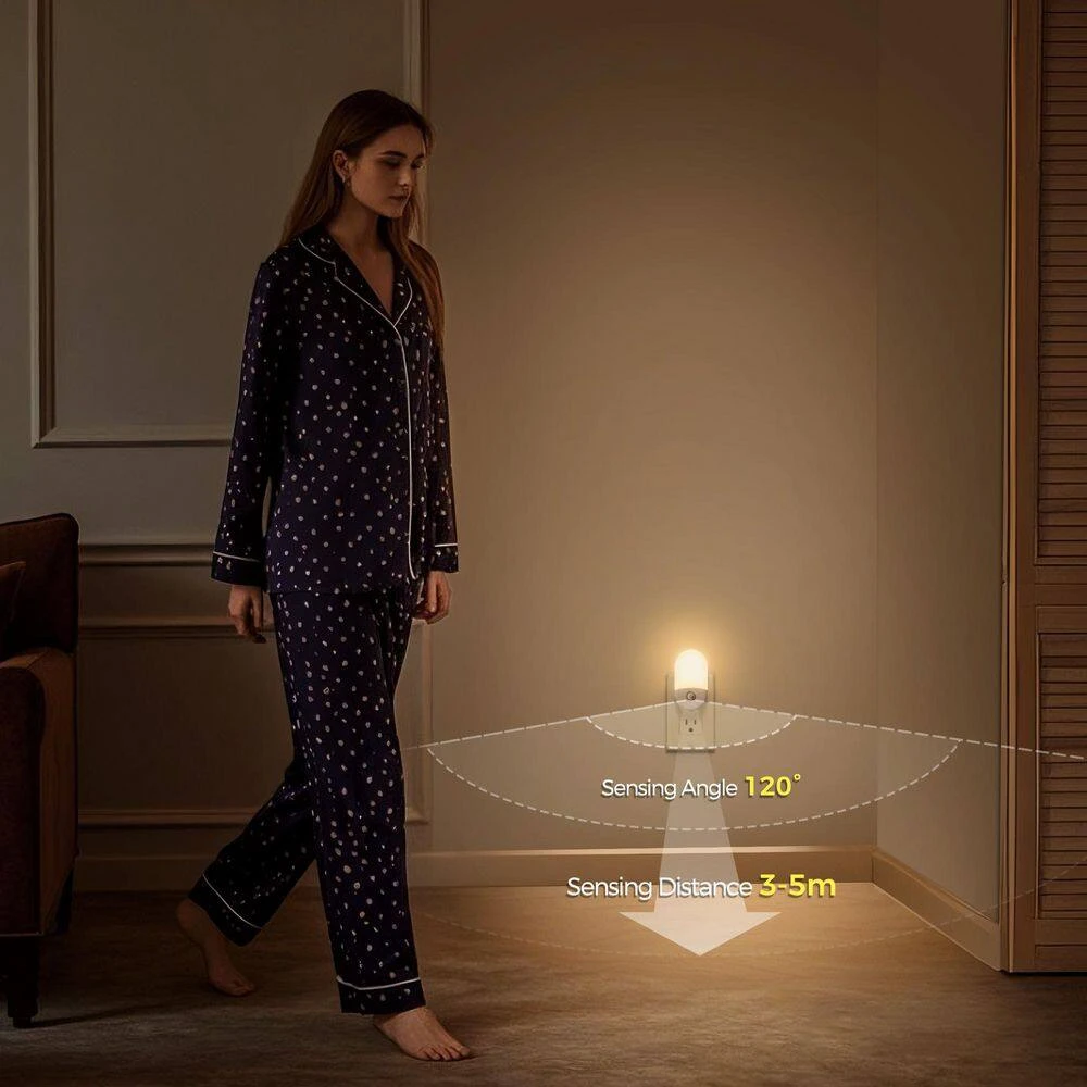 Motion Sensor Night Light Plug-In, 4-Pack, 3000K Warm White, Adjustable Brightness For Bathroom, Bedroom, Hallway 9 Motion Sensor Night Light Plug-In, 4-Pack, 3000K Warm White, Adjustable Brightness For Bathroom, Bedroom, Hallway - Image 7