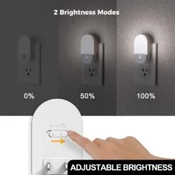 Motion Sensor Night Light Plug-In, 2-Pack, 5000K Daylight White, Adjustable Brightness For Bathroom, Bedroom, Hallway -Lamp Parts yansun night lights ha gy03103us 2ap3 4f 1000