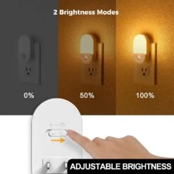 Amber Night Light Plug-In, 2-Pack Motion Sensor, 2000K, Adjustable Brightness 30/60LM For Hallway, Kids, Bathroom 13 Amber Night Light Plug-In, 2-Pack Motion Sensor, 2000K, Adjustable Brightness 30/60LM For Hallway, Kids, Bathroom -Lamp Parts yansun night lights ha gy03107us 2ap3 4f 1000