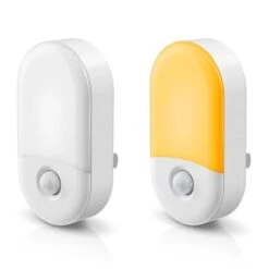 Amber Night Light Plug-In, 2-Pack Motion Sensor, 2000K, Adjustable Brightness 30/60LM For Hallway, Kids, Bathroom