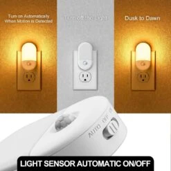 Amber Night Light Plug-In, 4-Pack Motion Sensor, 2000K, Adjustable Brightness 30/60LM For Hallway, Kids, Bathroom -Lamp Parts yansun night lights ha gy03107us 4ap3 1f 1000