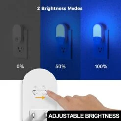 Blue Motion Sensor Plug-In LED Night Lights With Adjustable Brightness For Bedroom, Kids Room, Bathroom, 4-Pack -Lamp Parts yansun night lights ha gy031blus 4ap3 4f 1000