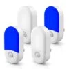Blue Motion Sensor Plug-In LED Night Lights With Adjustable Brightness For Bedroom, Kids Room, Bathroom, 4-Pack