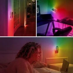 1-Light Rainbow RGB Oval Plug-In Night Light With Dusk To Dawn Sensor Night Lights For Kids Room,Holiday Gift (4-Pack) -Lamp Parts yansun night lights ha gy06209us 4ap3 fa 1000