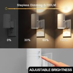 1-Light Modern White Cylinder Plug-In Night Light With Dusk To Dawn Sensor - Dimmable 3000K For Hallway Bedroom (4-Pack) -Lamp Parts yansun night lights ha gy06302whus 4ap3 4f 1000