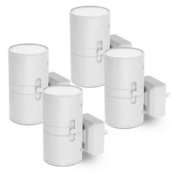 1-Light Modern White Cylinder Plug-In Night Light With Dusk To Dawn Sensor - Dimmable 3000K For Hallway Bedroom (4-Pack)