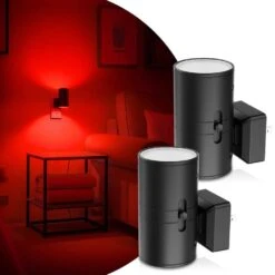 LED Red Night Light Plug In, Dimmable Sleep Aid Light W/ Sensor For Christmas, Bedroom, Hallway, Holiday Décor (2-Pack) 11 LED Red Night Light Plug In, Dimmable Sleep Aid Light W/ Sensor For Christmas, Bedroom, Hallway, Holiday Décor (2-Pack) -Lamp Parts yansun night lights ha gy063reus 2ap3 e1 1000