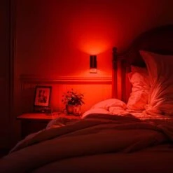 LED Red Night Light Plug In, Dimmable Sleep Aid Light W/ Sensor For Christmas, Bedroom, Hallway, Holiday Décor (2-Pack) 16 LED Red Night Light Plug In, Dimmable Sleep Aid Light W/ Sensor For Christmas, Bedroom, Hallway, Holiday Décor (2-Pack) -Lamp Parts yansun night lights ha gy063reus 2ap3 fa 1000