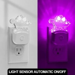 Stegosaurus Dinosaur Night Light Plug-In, RGB + 3000K, 3 Modes, Dusk To Dawn For Boys' Room, Nursery Decor(2-Pack) 14 Stegosaurus Dinosaur Night Light Plug-In, RGB + 3000K, 3 Modes, Dusk To Dawn For Boys' Room, Nursery Decor(2-Pack) -Lamp Parts yansun night lights ha gy08109us 2ap3 1f 1000