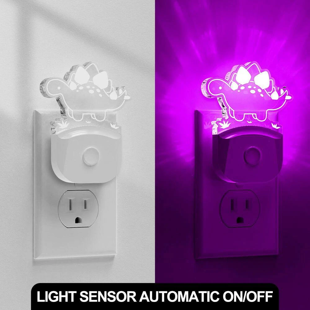 Stegosaurus Dinosaur Night Light Plug-In, RGB + 3000K, 3 Modes, Dusk To Dawn For Boys' Room, Nursery Decor(2-Pack) 7 Stegosaurus Dinosaur Night Light Plug-In, RGB + 3000K, 3 Modes, Dusk To Dawn For Boys' Room, Nursery Decor(2-Pack) - Image 5