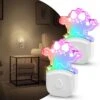 Stegosaurus Dinosaur Night Light Plug-In, RGB + 3000K, 3 Modes, Dusk To Dawn For Boys' Room, Nursery Decor(2-Pack) -Lamp Parts yansun night lights ha gy08109us 2ap3 64 1000