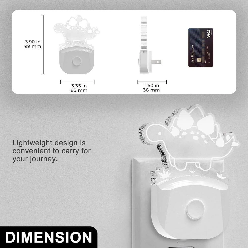 Stegosaurus Dinosaur Night Light Plug-In, RGB + 3000K, 3 Modes, Dusk To Dawn For Boys' Room, Nursery Decor(2-Pack) 5 Stegosaurus Dinosaur Night Light Plug-In, RGB + 3000K, 3 Modes, Dusk To Dawn For Boys' Room, Nursery Decor(2-Pack) - Image 3