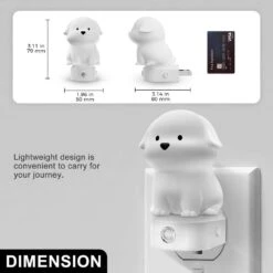 Plug-in Puppy Night Light For Kids, RGB + 3000K, Dusk To Dawn Sensor, Cute Dog Design For Bedroom, Nursery, Gift -Lamp Parts yansun night lights ha gy10109dous 1ap3 c3 1000